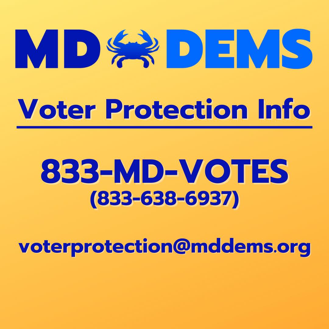 Good morning #MD06!! Happy first day of early voting — polls are open from 7am to 8pm through May 9. First-time voters should bring a physical, valid government ID. If you have any issues when voting, contact the MD Voter Protection Hotline at 833-MD-VOTES.