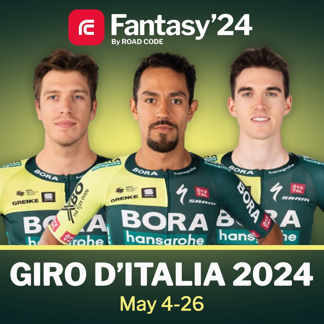 Use the last few days until the start of the Giro d'Italia to form your team. The winner gets a signed jersey of a team of their choosing. 🥳 ➡️goto.roadcode.cc/fan24boh #borahansgrohe #giroditalia #roadcode