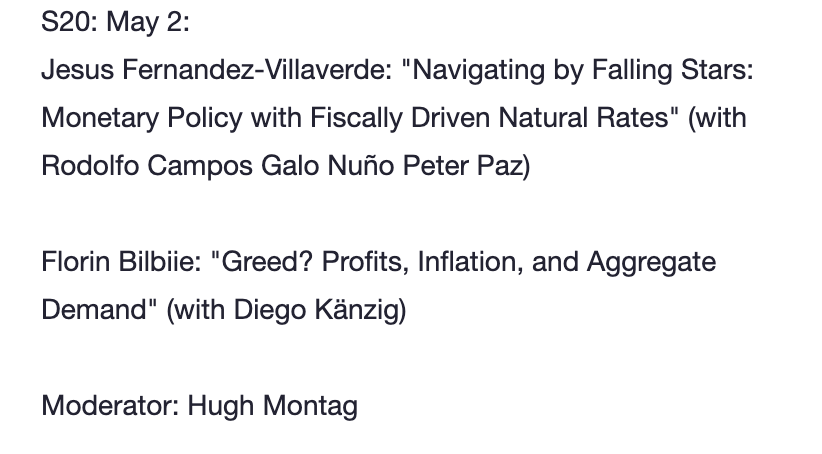 How does public debt affect the natural rate of interest and inflation? How do corporate profits ("greed"?) and the income distribution interact in shaping inflation and aggregate demand?

Today's CEBRA Inflation: Drivers and Dynamics webinar at 11am ET will talk about these