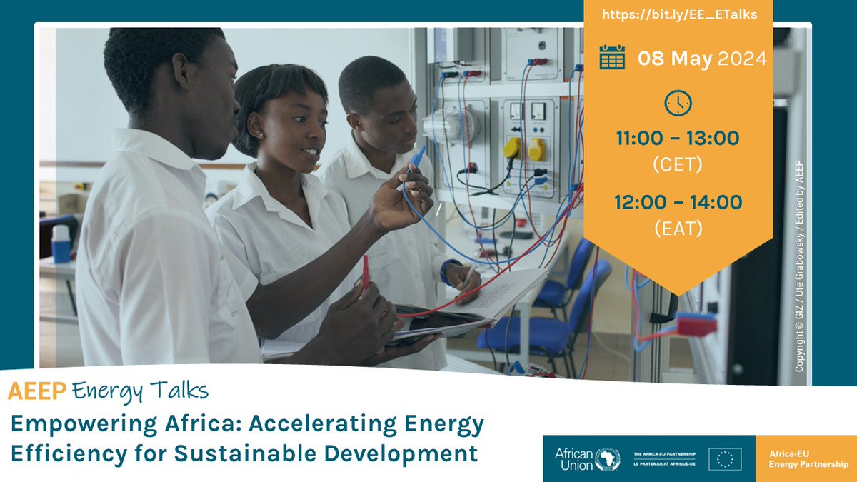 Join @AfricaEUEnergy for the 14th #AEEPEnergyTalks on: 💡'Empowering Africa: Accelerating #EnergyEfficiency for Sustainable Development' 📅08th May 2024 ⏲️11:00-13:00 CET #AUEU #SDG7 Full agenda and registration: bit.ly/EE_ETalks