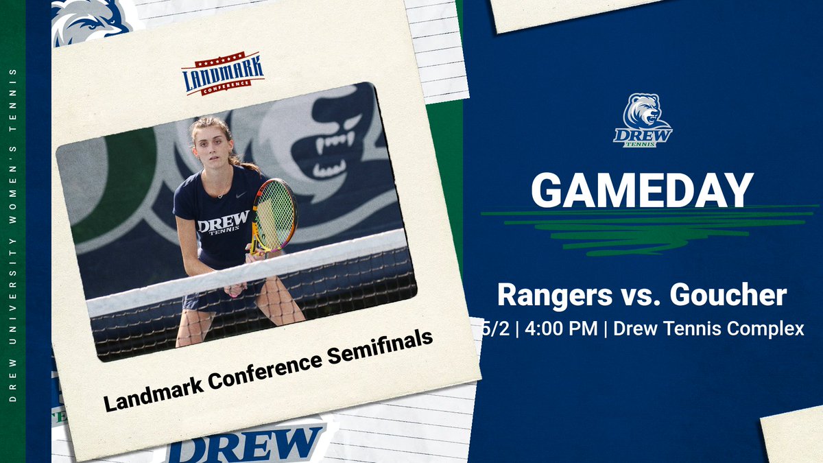 🎾 MATCH DAY! Rangers vs. Goucher Landmark Conference Semifinals 📍 Drew Tennis Complex 🕖 4:00 PM 📺 flolive.tv/live/103170 📊 ioncourt.com/ties/663267339… #drewWTEN #d3tennis #RangerUp