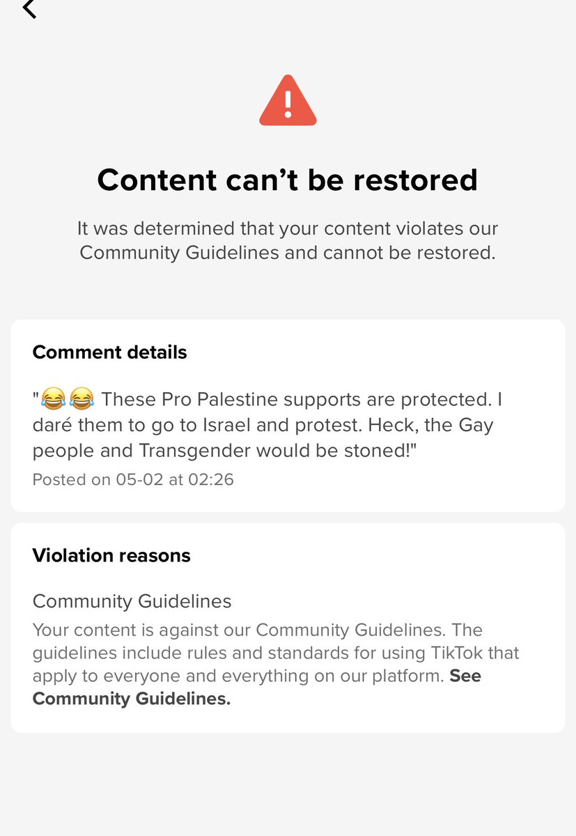 So @tiktok_us won’t approve #Facts? About the #LGBTQ community and what happens in #Israel and #Gaza? Or do these #ProPalestine protesters. #GaysforPalestine hate the truth? #Tiktok.