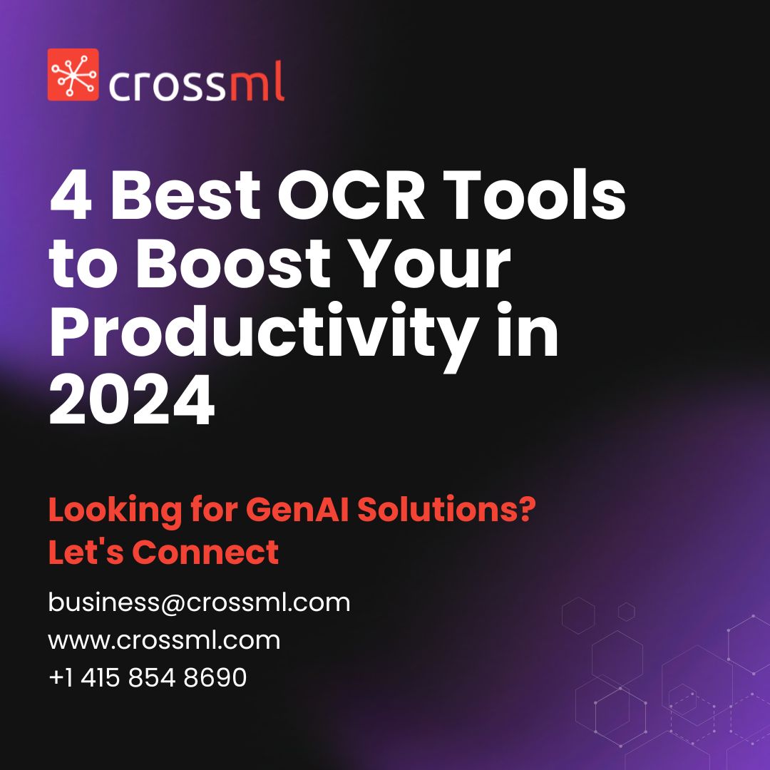 CrossmlPvtLtd's tweet image. Achieve peak productivity in 2024 with the top 4 OCR tools!
Say goodbye to manual data entry and hello to seamless text recognition. Don&apos;t let repetitive and routine tasks slow you down – streamline your workflow and skyrocket your efficiency today!
#CrossML #GoogleCloudVisionAPI