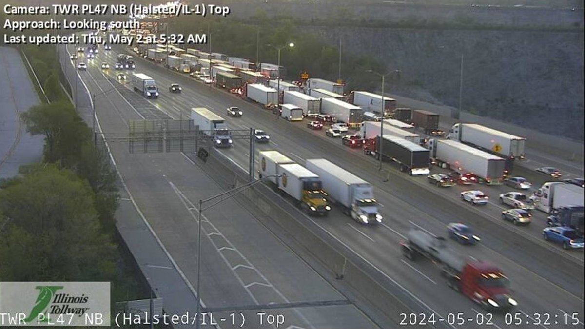 4 miles of #ChicagoTraffic misery in the SB lanes of @94_294_Tollway through the south 'burbs this AM. The 3 LL are blocked before the Lincoln Oasis after a crash where a Mazda ended up pinned under a semi. You're on the brakes from the 163rd St Toll Plaza. @WBBMNewsradio