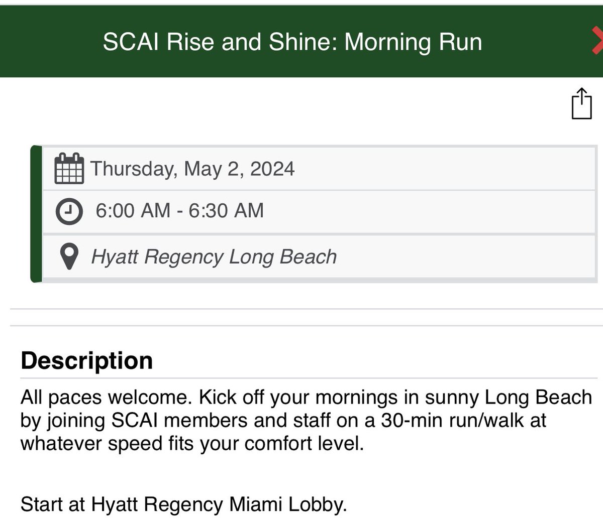 For early risers- start your day at #SCAI2024 with early morning yoga 🧘 🧘‍♂️ or run 🏃🏃‍♀️!! #HeartHealthy #Yoga @SCAI @scaiwin #ACCIC #ACCFIT #ACCEarlyCareer @ACCinTouch @isaropate @Nidhi_Madan9 @HadyLichaaMD @atunuguntla1 @sanjum @pkothapalliMD @agtruesdell @DocSavageTJU @docsaw