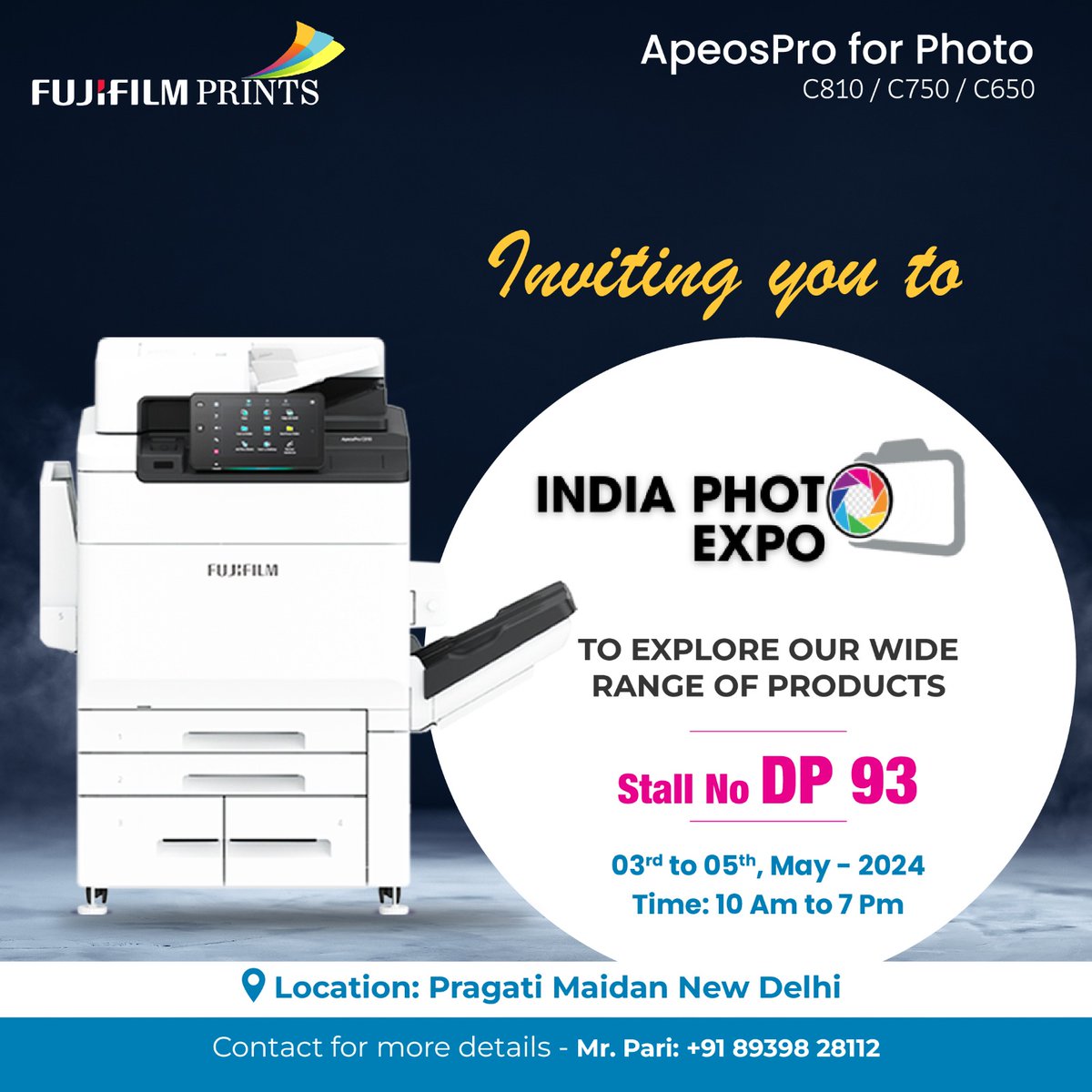 Inviting You To India Photo Expo To Explore Our Wide Range Of Products.

Apeos For Photo
C810 / C750 / C650

#fujifilm #fujifilmprints #photofinishing #photoproducts #qualityprinting #fujifilmpaper #fujifilmsystems #photography #weddingphotos #bestsolution