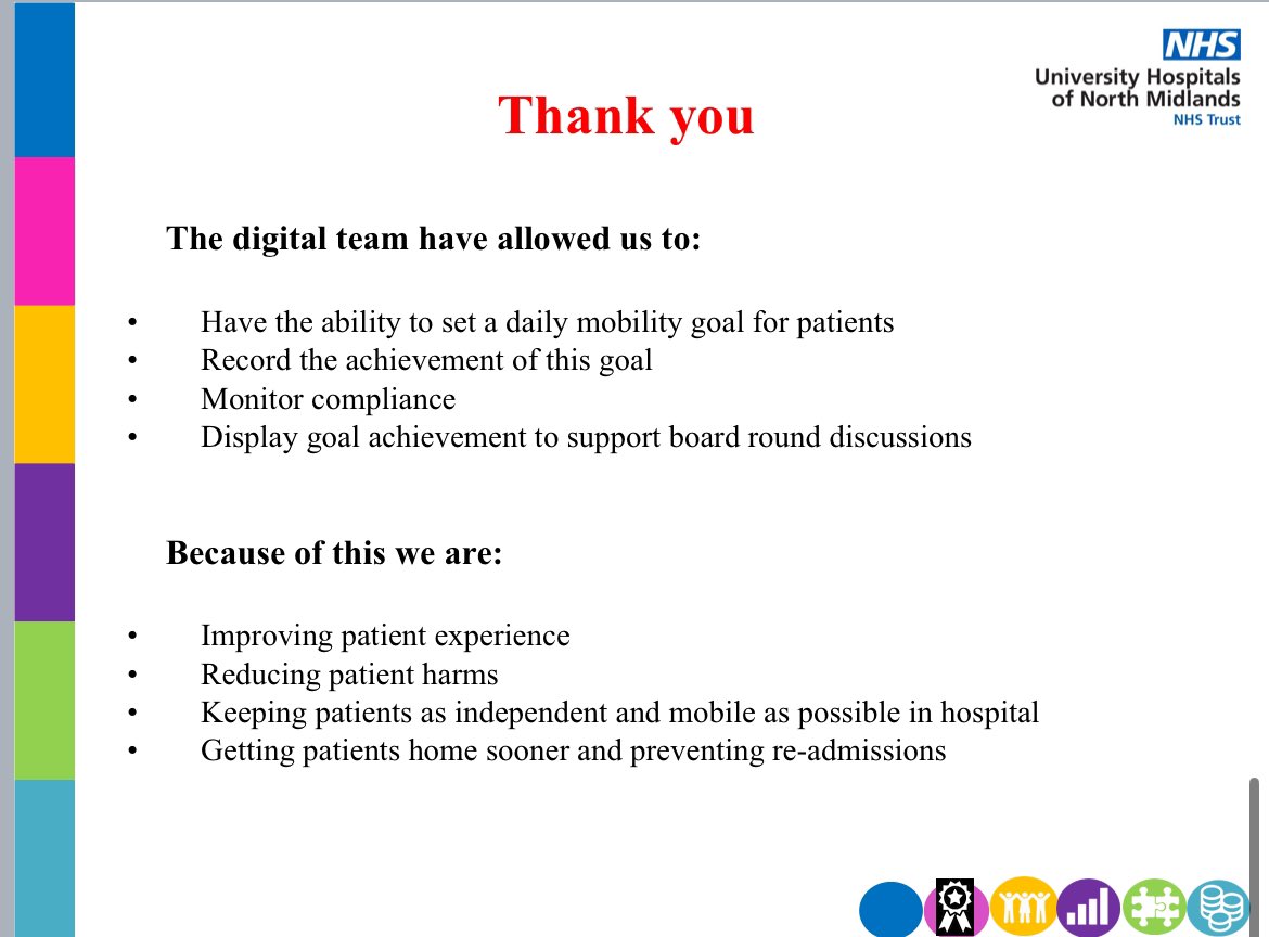 #UHNMDANday Thank you @UHNM_IMT your support with our @HopkinsAMP journey has been amazing!! You have been pivotal in our ability to use the Hopkins tools which are helping to prevent deconditioning @UHNM_NHS