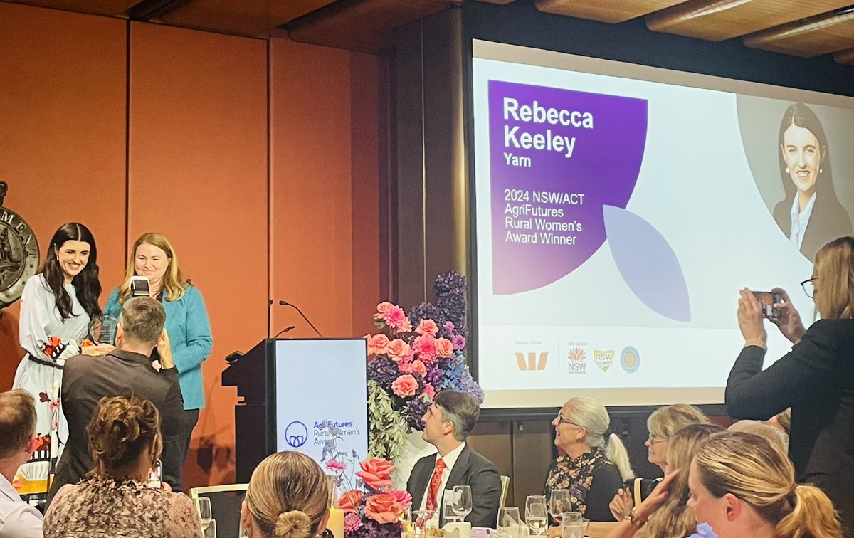 Congrats on the winner tonight, thoroughly deserved - Rebecca Keeley - 2024 NSW Rural Women’s Awards @AgriFuturesAU @NSWFarmers @GrainProducers #ausag