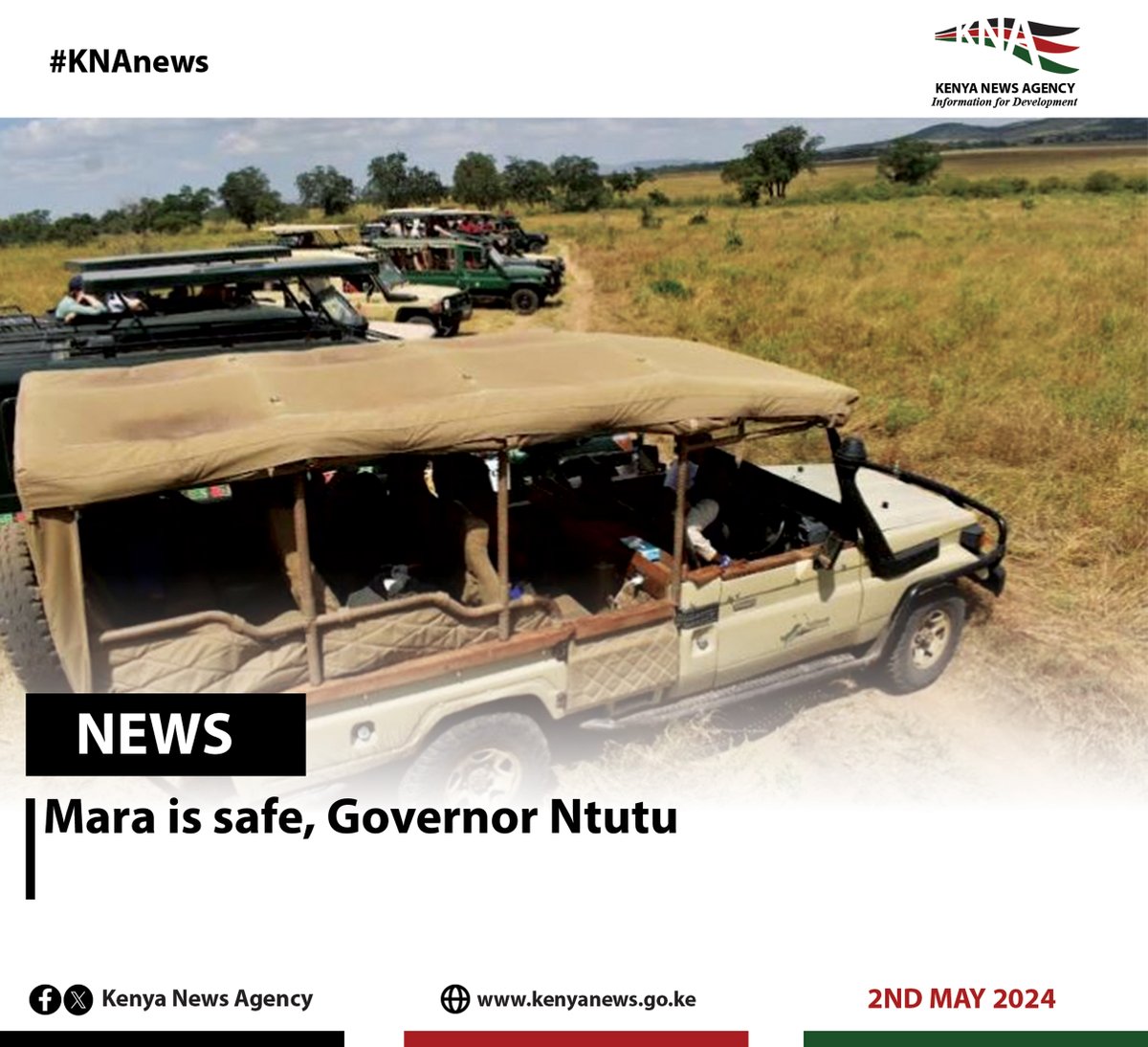 Narok County Governor Patrick Ntutu has urged tourists to continue visiting Maasai Mara Game Reserve, saying it is safe. tinyurl.com/ynb4tz2u @SpokespersonGoK