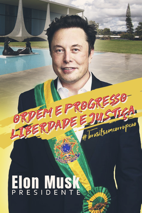 #ElonMusk Tenho certeza que você faria um excelente mandato governando um país. 
Espero que eu não seja preso por essa brincadeira aqui no brasil lol... e que você não se sinta ofendido. Caso não gostar eu retiro a postagem.