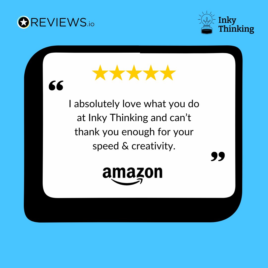 Thank you Amazon! To read reviews from other clients about the strength of our partnerships please visit the official review page. shorturl.at/flxMT #inkythinking #client #review #feedback #testimonial