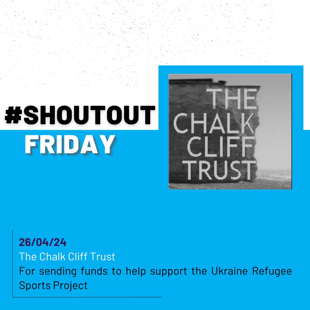This #shoutoutfriday is to The Chalk Cliff Trust! With the continuous delivery and expansion of the Ukraine Refugee Sports Projects, we have been successful in receiving £5,000 from The Chalk Cliff Trust. Thank you!