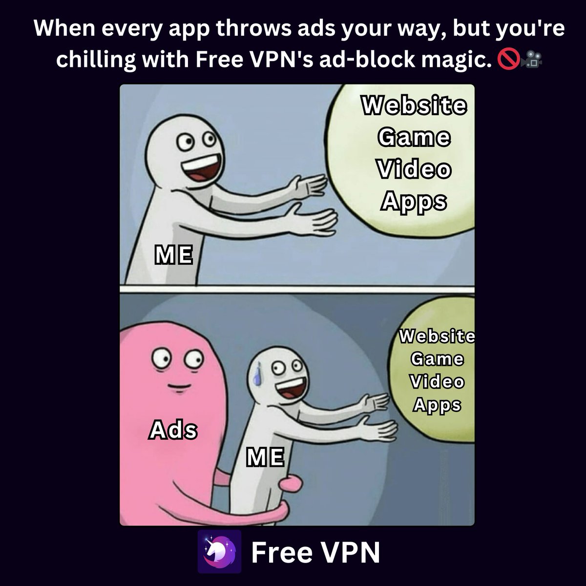 When every app throws ads your way, but you're chilling with Free VPN's ad-block magic. 🚫🎥 #NoAdsJustChill #FreeVPNLife #streaming #memes #VPN #freedom #SecureConnections #dataprivacy #onlinesecurity #VirtualPrivateNetwork #internetprivacy #trending2024