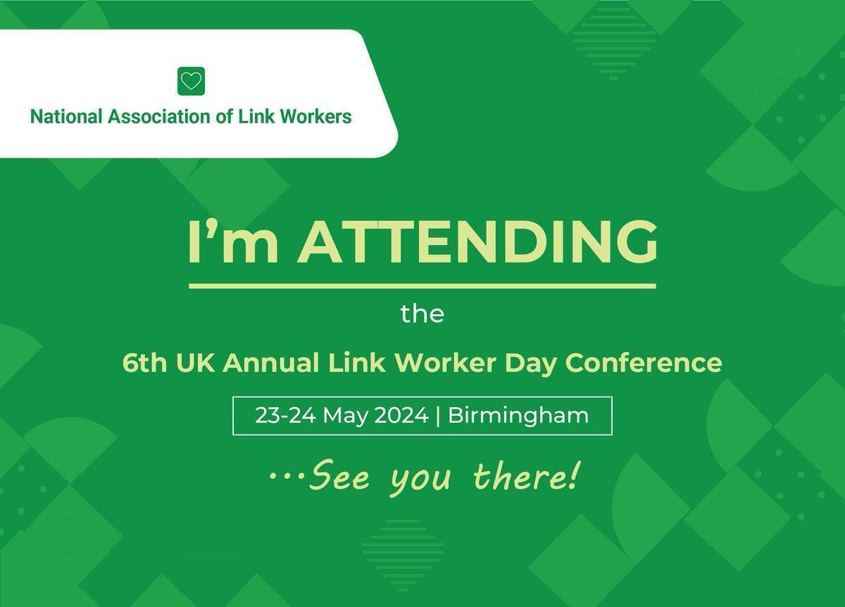 Are you excited to be attending the 6th UK Annual  #LinkWorkerDay24 Conference? 😊 Connect, learn new insights, and discover next steps for #socialprescribing! Register here event.fourwaves.com/linkworkerday/…