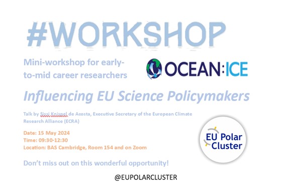 📢 Upcoming visit from Sissi Knispel de Acosta, Executive Secretary of the ECRA, who will give a talk and mini-workshop on influencing EU science policymakers as an early-to-mid career researcher. Head over to our Instagram for details! instagram.com/eupolarcluster/ #eupolarcluster