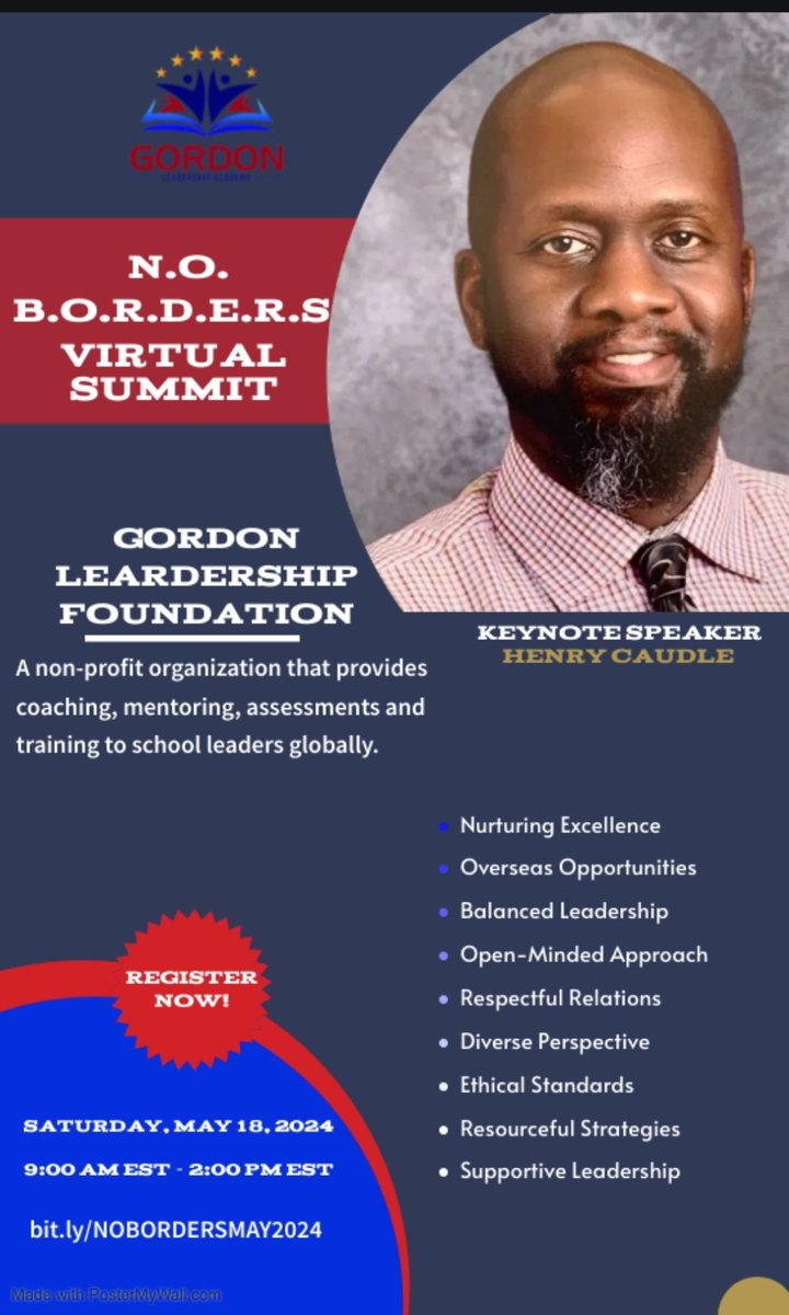 Please join us, Saturday, May 18, 2024, at 9AM EST- 2PM EST
as we speak to teachers, administrators,  and all educational stakeholders about the importance of teacher retention through building better relationships with students of color. #edwardgordon #NOBORDERS Virtual Summit