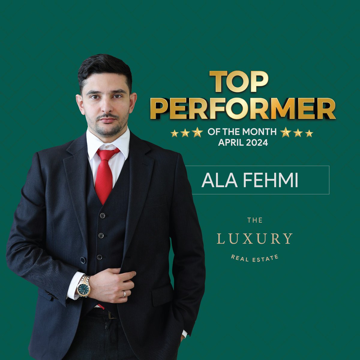 Congratulations Mr. Ala Fehmi for being one of the top performers for the month of April 2024! Your unwavering dedication and commitment to excellence have set a new standard for success. Keep it up!

#achievers #topperformers #topperformersofthemonth #realestateexperts
