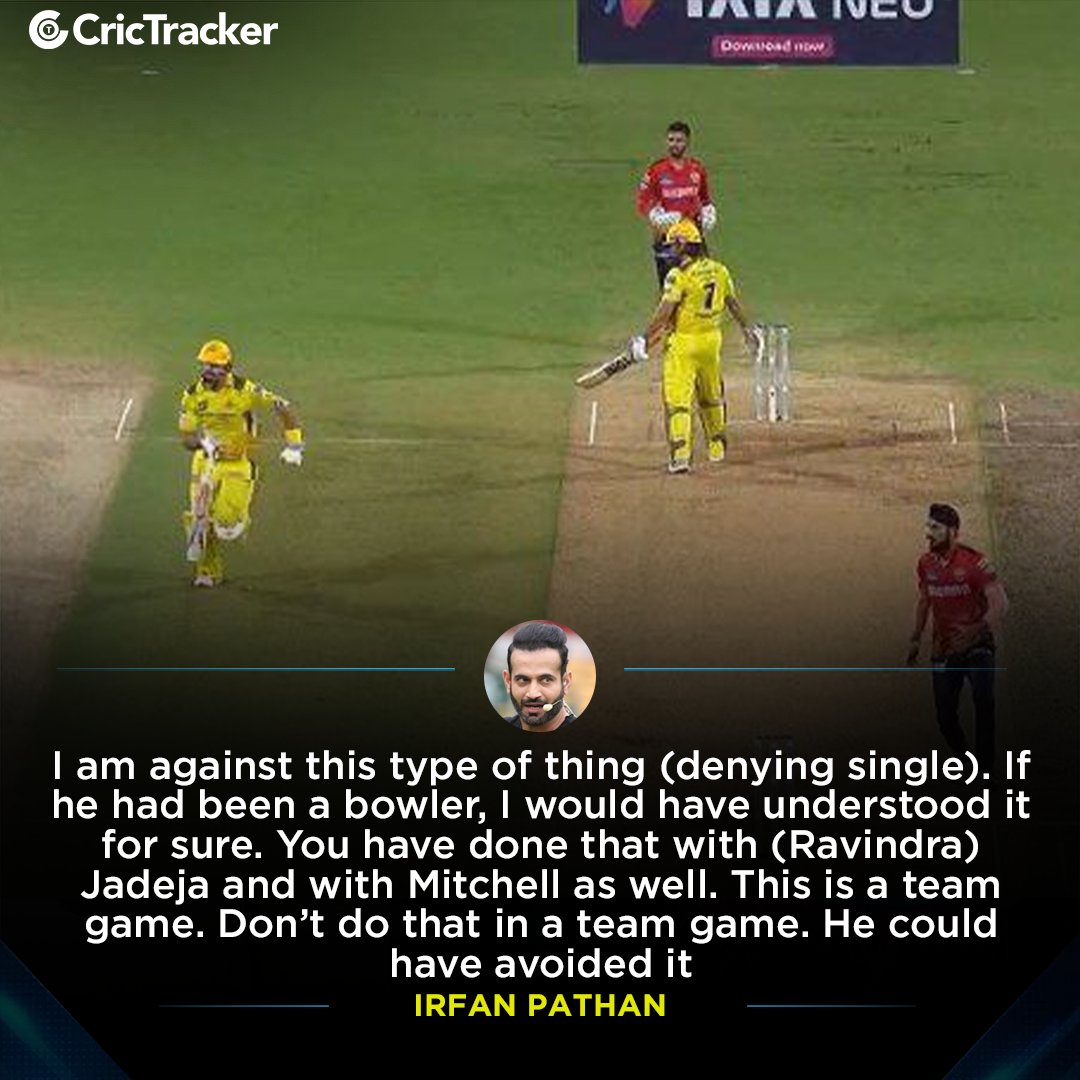 Irfan Pathan reacts to MS Dhoni denying single to Daryl Mitchell last night.

#IPL2024 #CSKvPBKS #DarylMitchell #MSDhoni #CricTracker
