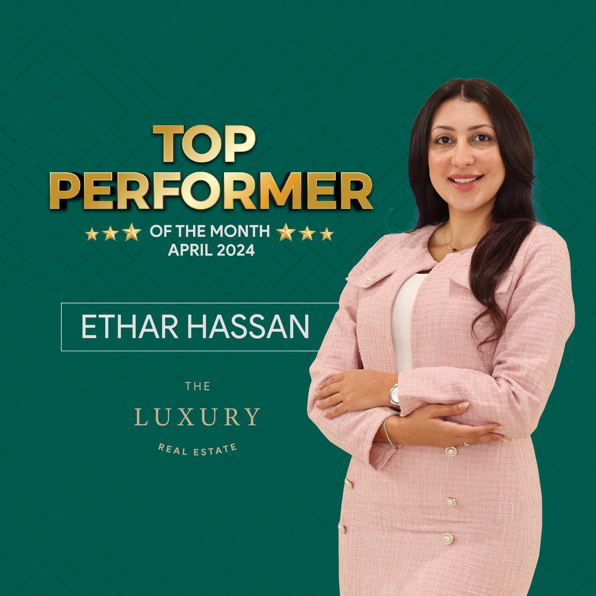 Congratulations Mr. Ethar Hassan for being one of the top performers for the month of April 2024! Your unwavering dedication and commitment to excellence have set a new standard for success. Keep it up!

#achievers #topperformers #topperformersofthemonth #realestateexperts