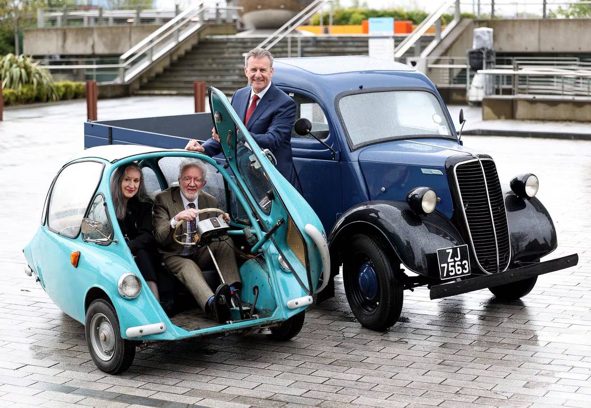 No two days are alike as Minister for Heritage. Sitting in a Heinkel bubble car with Caitriona Crowe! We were launching Dublin Port Company's Heritage Conservation Strategy. What a fascinating heritage it is too, with a history going back centuries.