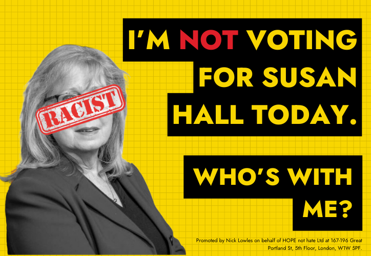 ⚠️LONDON ⚠️ Today’s the day! It’s our chance to confine Susan Hall’s Mayoral Election hopes to the dustbin of history. 🗳️🙋 If, like us, you’re not voting for Susan Hall, please SHARE this image and spread the word. #LocalElections #LondonMayor