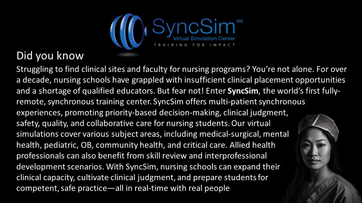 Come check out our innovative solution for your nursing students clinical needs at syncsim.com
#nursingschool #nursingstudents #nursingsimulation #nursingsim #syncsim #nursingeducation #nursingeducator #nursinginstructor #nursinginstructorlife #nursingschoollife