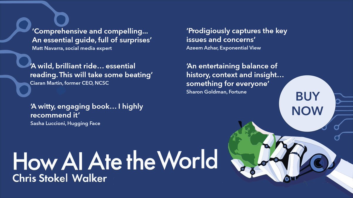 How AI Ate the World is out a week today! Here's just a handful of what people had to say about the book. Order it today and get it on 9th May: Amazon: amazon.co.uk/How-Ate-World-… Bookshop: uk.bookshop.org/p/books/how-ai…