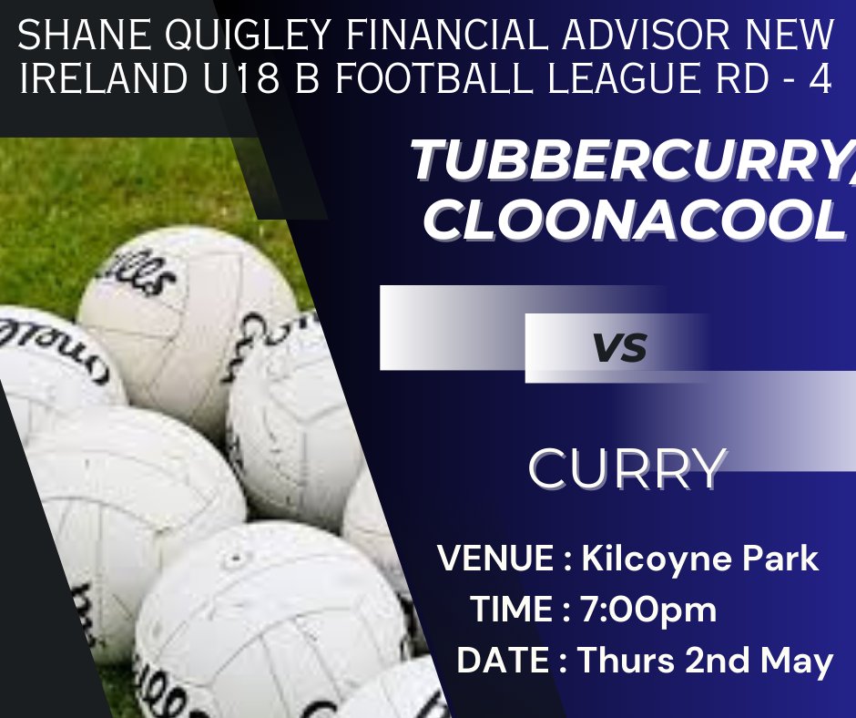 Should be a keenly contested affair this evening in Kilcoyne Park it's hard to beat the local Derby's @CloonacoolGAA @curry