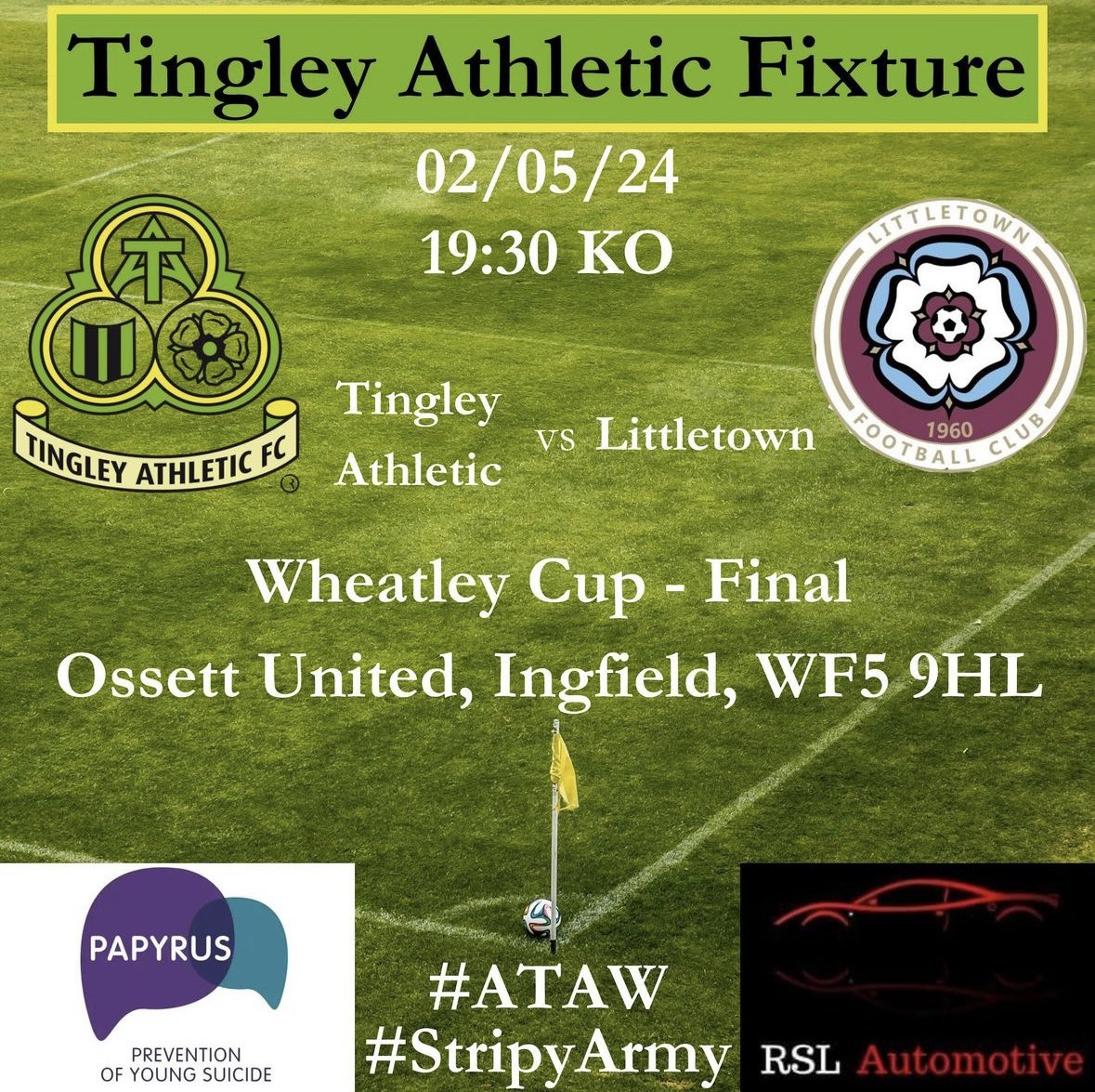 Looking forward to our cup final tonight! 

All support hugely appreciated ☀️🍺⚽️

#ATAW #greenarmy