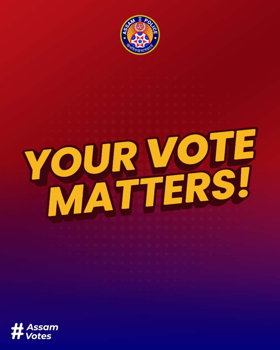 Every vote matters! Voting isn't just a right, it's a duty in a democracy. Let's fulfill our duty as responsible citizens and cast our votes. #AssamVotes #ChunavKaParv @ceo_assam