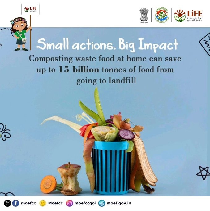 Composting waste food at home can save up to 15 billion tonnes of food from going to landfill
#ChooseLiFE #MissionLiFE
@moefcc