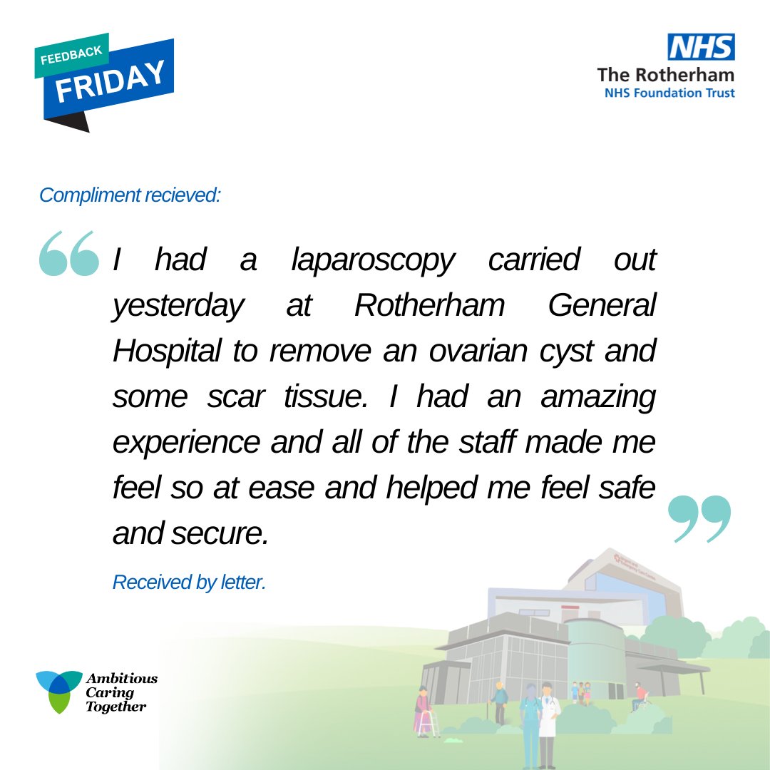 Here is a compliment for our obstetrics and gynaecology team. At the Trust we believe in supporting our patients throughout their entire recovery journey and our colleagues are committed to make everyone feel safe and secure. #TRFT #FeedbackFriday