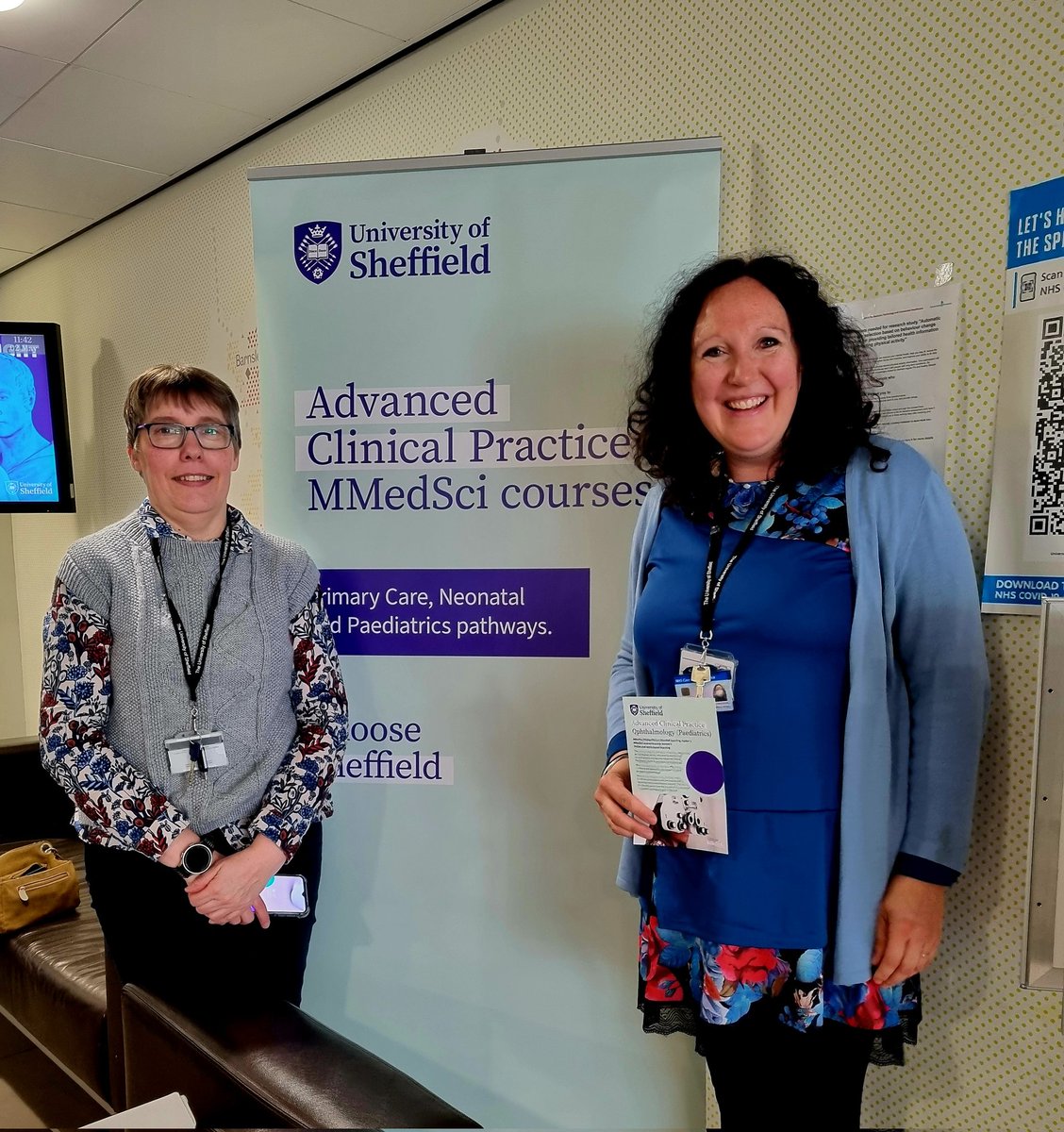 Interested in being an ACP?? COME SEE US! 
We are in the medical school, Hallamshire hospital with The University of Sheffield until 2pm.
Todays focus is particularly on General practice, Neonates, Peadiatrics & Opthalmology. @Sarahfish37 @CodinaCharlotte  @LizMill36234990