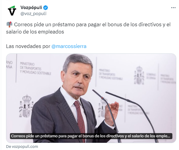 Lo de tener que pedir un préstamo porque has arruinado la empresa y no tienes dinero para pagar el bonus que vas a recibir, en recompensa por haber quebrado la empresa, es un nuevo hito del sanchismo y sus amiguetes a sueldo.