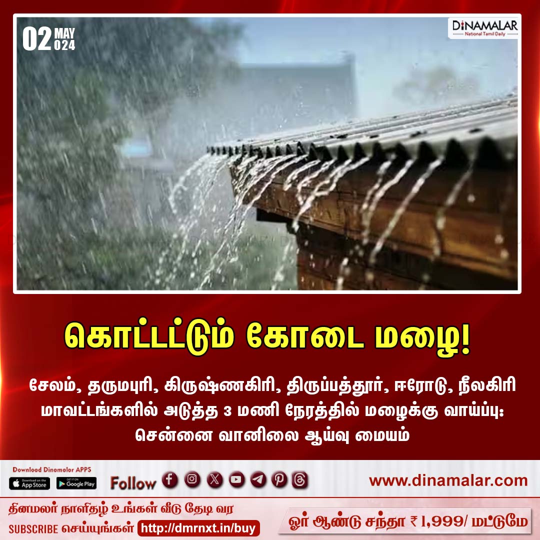 கொட்டட்டும் கோடை மழை!
#summerrains | #IMD | #rain | #todayrains
dinamalar.com