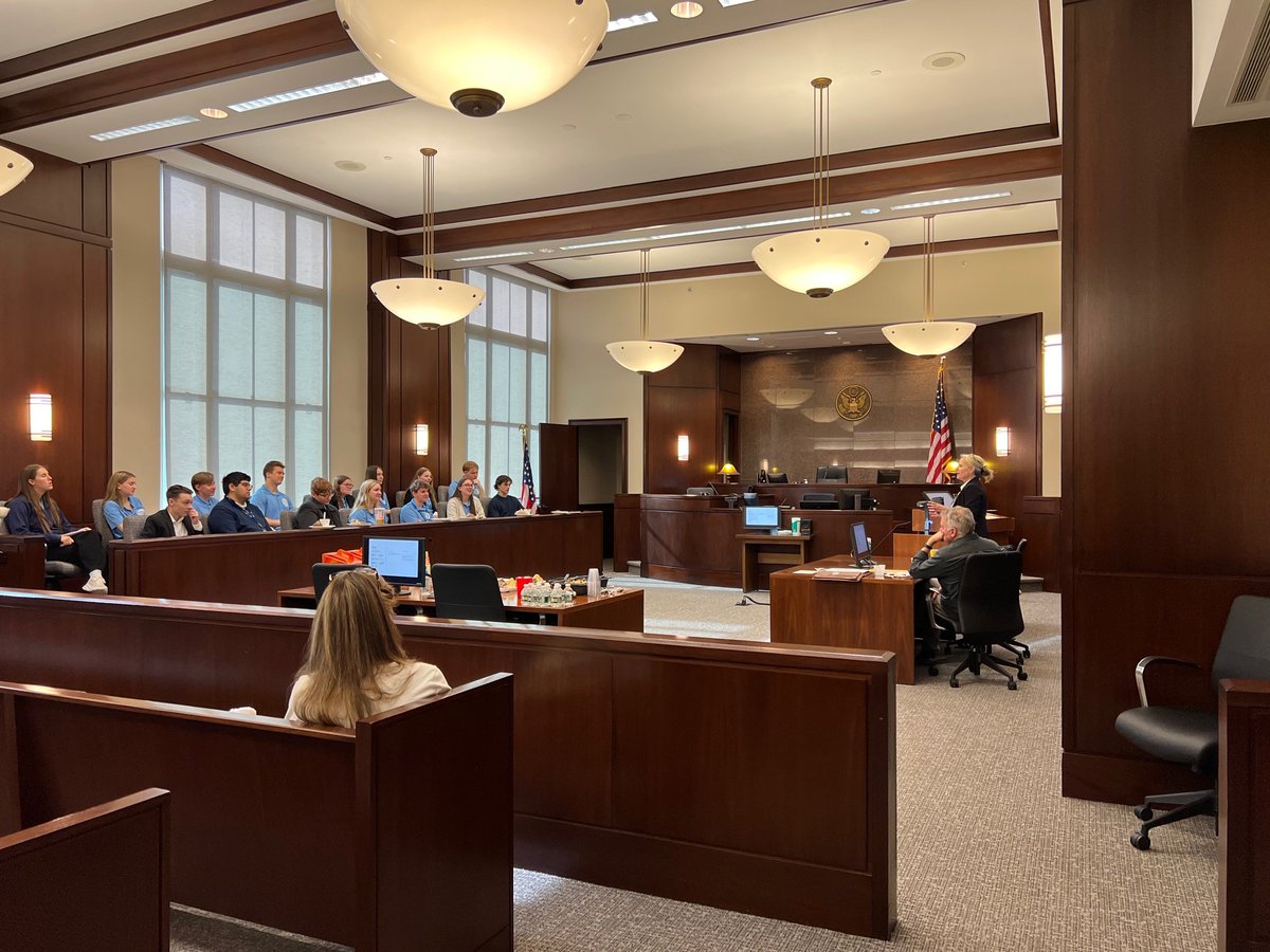 Magistrate Judge Lovric hosted 15 high school students from the Broome-Tioga New Visions Government & Law Academy on 4/26/24. The students heard from Federal Public Defender Lisa Peebles and Investigator John O’Brien regarding their career paths and how the Office of Federal