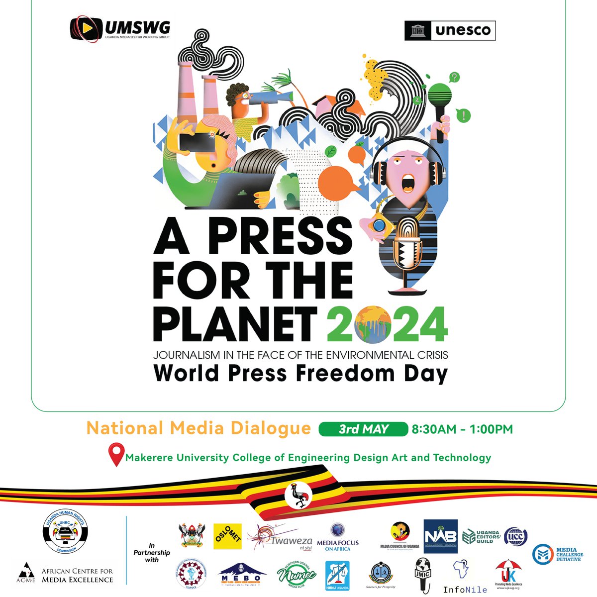 We join the Uganda Media Sector Working Group (@SectorUganda) in commemorating the World Press Freedom Day. We look forward to discussions centered on the theme 'A Press For The Planet: Journalism in the face of the environmental crisis' . . #WPFD2024 #WorldPressFreedomDay