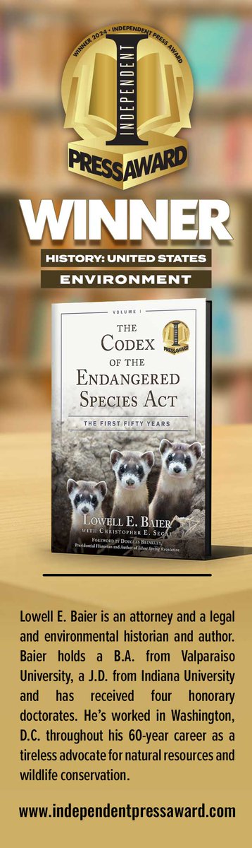 We cannot know today’s challenges and opportunities without understanding their histories. This book is the most comprehensive history of the ESA ever published. 'The Codex of the Endangered Species Act Volume I: The First 50 Years' Celebrating with #authors Lowell E. Baier