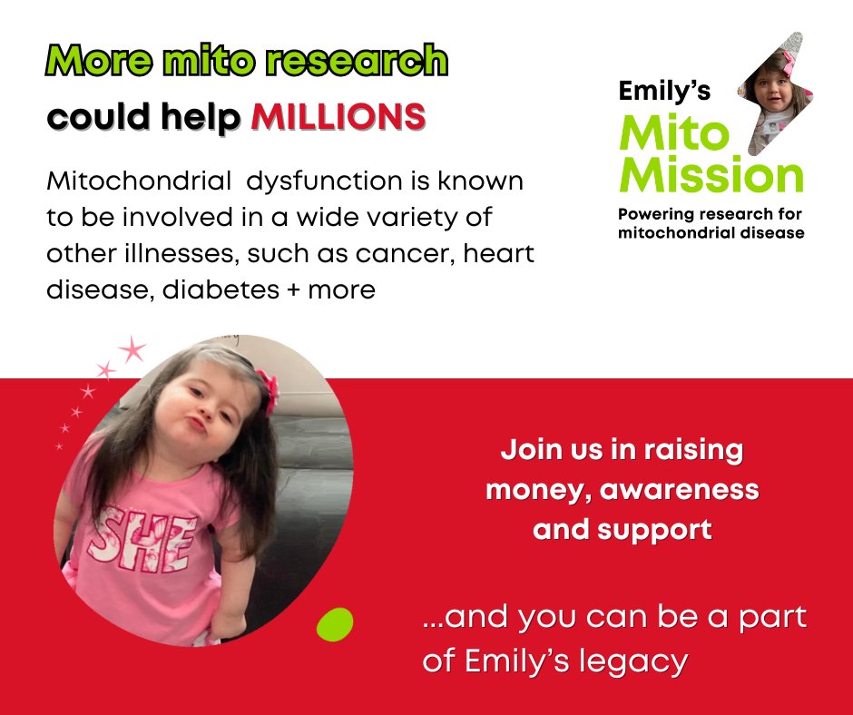 If you would like to read more about Emily's journey with mito, click here: tinyurl.com/bdjb434p and if you would like to read more about why Mito Matters to Millions, click here: tinyurl.com/2c6fup9b #mymitomission #emilysmitomission #mitoresearchmatterstomillions