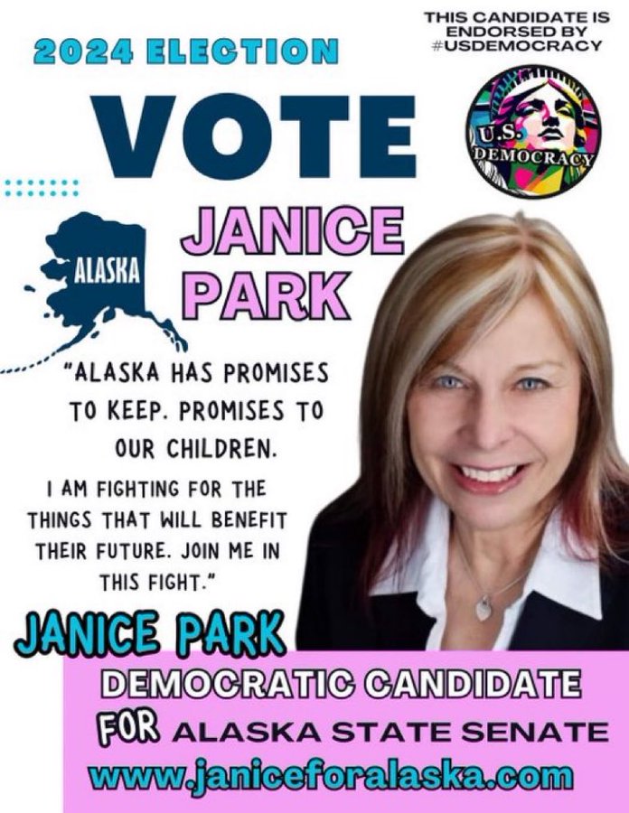 @JaniceForAlaska @AKCenter Janice Park is ready and eager to work along with others as an Alaska State Senator. She understands we are stronger when we work together! On November 5, vote for @JaniceForAlaska. Vote💙like the USA depends on it, because it does. #USDemocracy