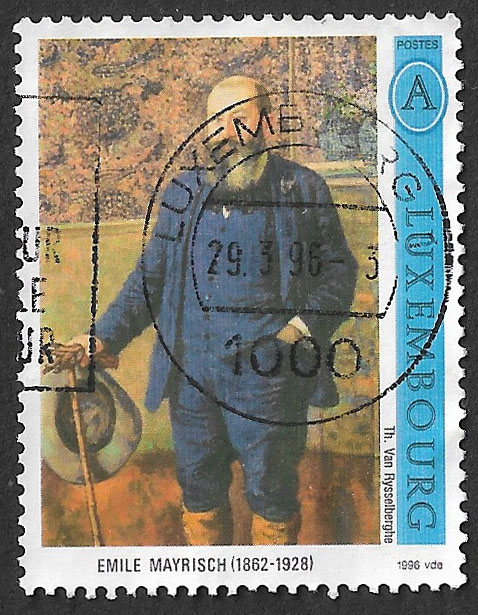 1996 70th Death Anniversary of Theo van Rysselberghe (1862-1926), Belgian neo-impressionist painter A º portrait of Émile Mayrisch, Luxembourgian industrialist and businessman #stamp #stampcollecting #stamps #philately #Luxembourg #art #painters #paintings
