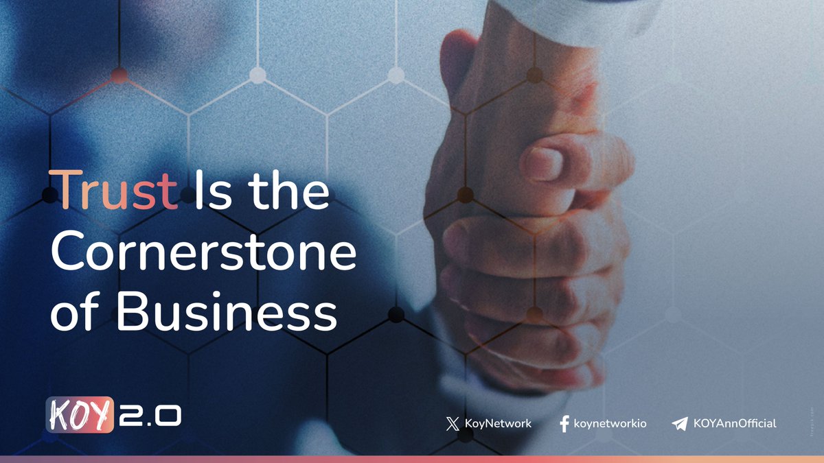 The secret to successful business? 

Trust. 

But how will you build it in the future?

KOY 2.0 will crack the code. 

Get ready to transform your business relationships!
#KOYv2 #Decentralization #Blockchain #Web3