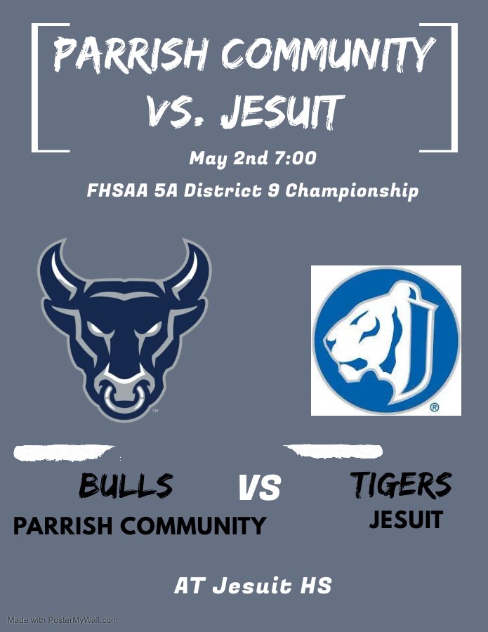 Game Day! The Bulls travel to Jesuit for the 5A-9 District Championship. 7pm First Pitch!