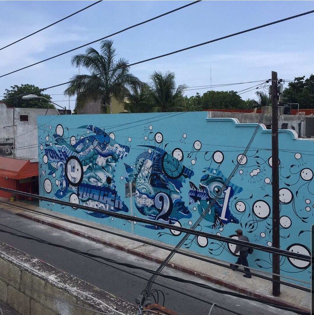 GM all 🌞 I came across another collab with @tristaneaton that I had to share! Cozumel, Mexico 2015 creating for oceans festival.. a hot one for the lads.. who where kindly given free 'refreshments' from the tequila bar across the road 😉 #vevefam @londonpoliceart #nft #graffiti