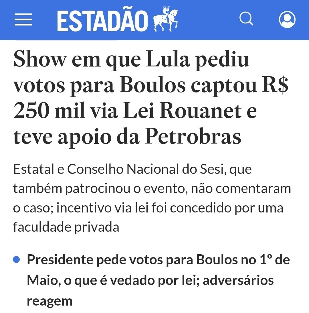 Curioso para ver como o TSE tentará passar pano para isso - propaganda eleitoral antecipada e uso de empresa estatal e da Lei Rouanet para pedir votos (abuso de poder político e eleitoral). Se houver um mínimo de seriedade, a candidatura Boulos fica juridicamente inviável.