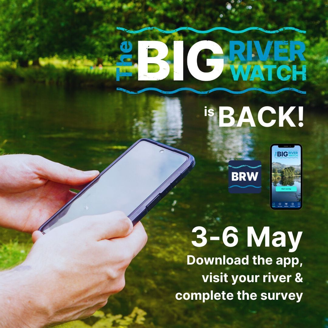 Tomorrow @TheRiversTrust Big River Watch returns 💧 Getting involved is easy: 1️⃣ Download the app 2️⃣ Visit your local river between the 3-6 May 3️⃣ Record things such as pollution and wildlife and gather crucial data on river health. Download the app: theriverstrust.org/take-action/th…