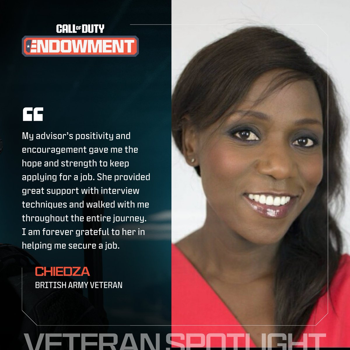 Since launching in the U.K. in 2018, the Endowment has successfully placed almost 4,000 veterans like Chiedza into jobs alongside our grantee partners, @ForcesEmploy and @supportthewalk. Last year, we celebrated our impact at the British Army vs. Royal Navy Rugby Match. Stay