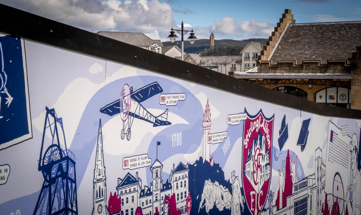 Have you visited the brand new artwork in the city centre yet? The 30ft long mural illustrates Stirling’s history over the last 900 years! 🏴󠁧󠁢󠁳󠁣󠁴󠁿 There's lots going on over the next 12 months. For more information on #Stirling900, visit: bit.ly/44lIRGW