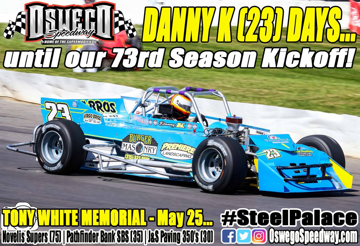 .@Dan_Kapuscinski (23) days until our Barlow's Concessions 73rd Season Kickoff featuring the 35-lap Tony White Memorial for @PathfinderBank SBS on Saturday, May 25! #SteelPalace #SBSupers 📸 EC Media