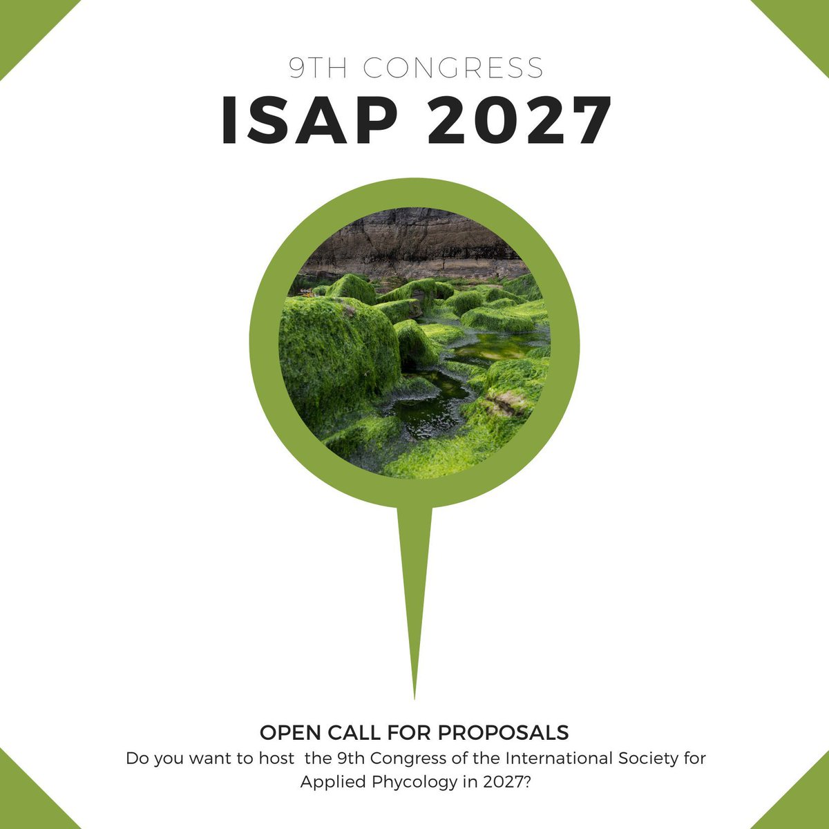 📢CALL FOR ISAP 2027 Are you interrested in hosting the 9th Congress of the International Society for Applied Phycology, 2027? Do you want to showcase your country & what is happening with Micro & Macro algae in your area? buff.ly/43AmPzP Applications end 15th May, 2024